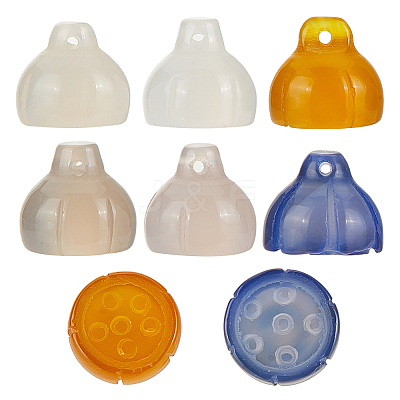 8Pcs 4 Colors Natural Agate Lotus Pod Charms G-OC0004-72-1