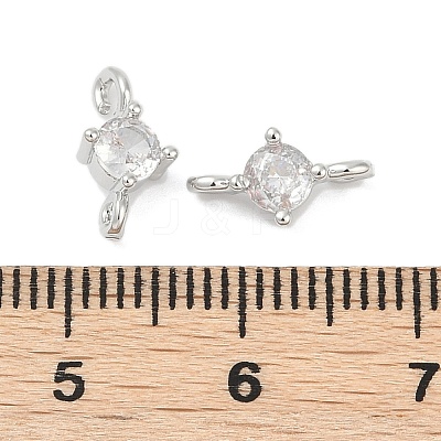 Brass Clear Cubic Zirconia Connector Charms KK-Z094-10P-1