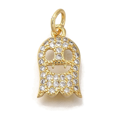 Rack Plating Brass Micro Pave Cubic Zirconia Charms KK-I720-15G-1