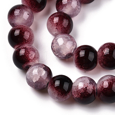 Crackle Baking Paint Imitation Jade Glass Beads Strands DGLA-T003-8mm-14-1