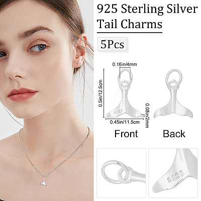 5Pcs 925 Sterling Silver Pendants STER-BBC0001-22-1
