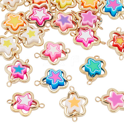 20Pcs Polymer Clay Flower & CCB Frame Links Connector Charms CLAY-TADJ0001-08G-1