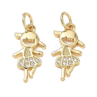 Brass Micro Pave Clear Cubic Zirconia Pendants CU-CBA9AFC-01G-16-1
