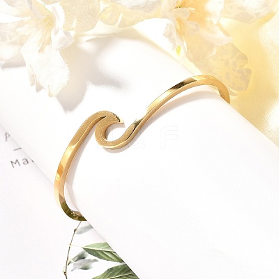 Ion Plating(IP) 304 Stainless Steel Cuff Bangles BJEW-G611-01G-1