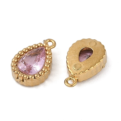 Ion Plating(IP) 304 Stainless Steel Micro Pave Cubic Zirconia Charms STAS-K256-20G-06-1