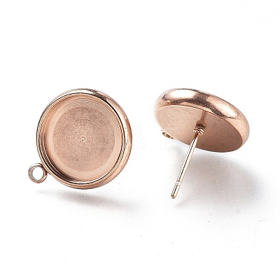 Ion Plating(IP) 304 Stainless Steel Stud Earring Settings STAS-I161-01E-RG-1