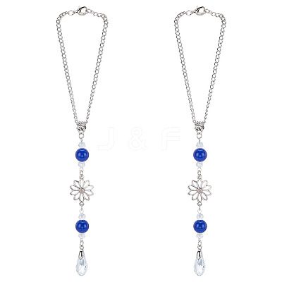 2Pcs Alloy Flower Pendant Decorations HJEW-ME0001-07B-1