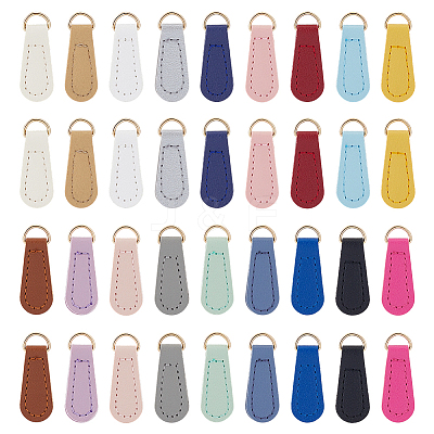36Pcs 18 Styles PU Leather Zipper Pull Tabs FIND-ME0004-17-1
