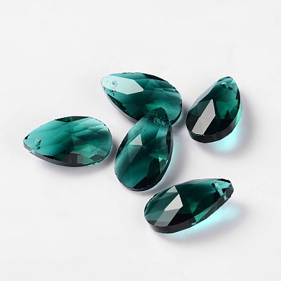 Faceted Teardrop Glass Pendants GLAA-O008-B14-1