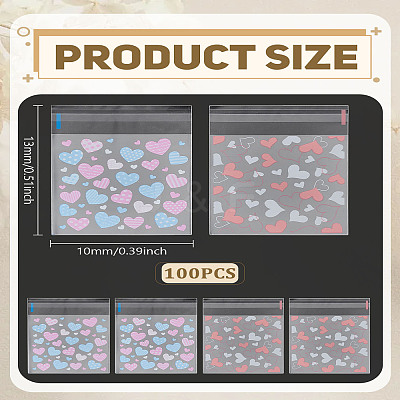200Pcs 2 Styles Square Plastic Cellophane Self Seal Bags OPC-LP0001-02-1
