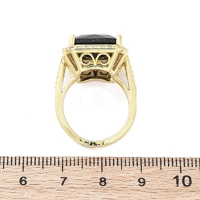 Brass Micro Pave Clear Cubic Zirconia Cuff Rings for Women RJEW-A062-04G-1