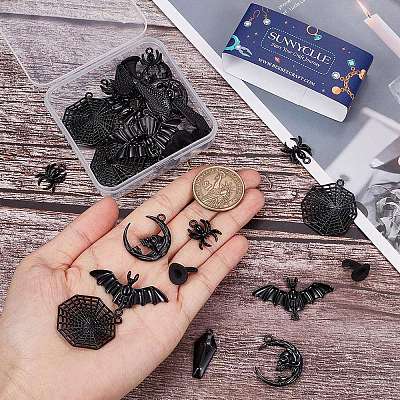 36Pcs 6 Style Halloween Theme Alloy Enamel Pendants FIND-SC0004-37-1