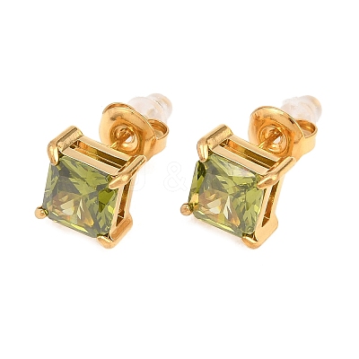 304 Stainless Steel Micro Pave Cubic Zirconia Stud Earrings EJEW-Z165-01G-03-1
