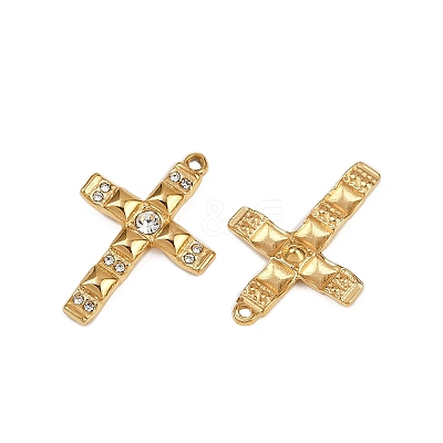 304 Stainless Steel Rhinestone Pendants STAS-L290-38G-1