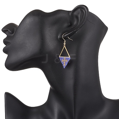 Handmade Glass Seed Beads Rhombus Dangle Earrings EJEW-MZ00542-05-1
