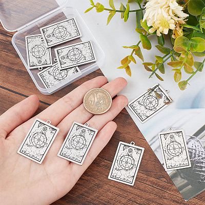 10Pcs 201 Stainless Steel Pendants STAS-DC0011-11-1
