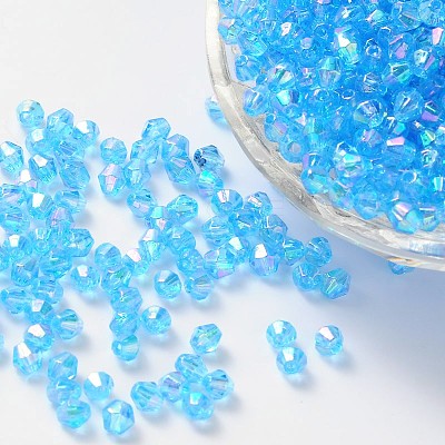 Bicone AB Color Plated Eco-Friendly Transparent Acrylic Beads TACR-A003-4mm-33-1