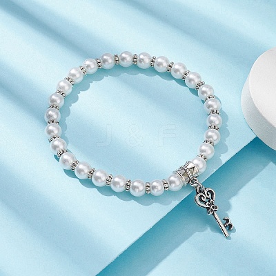 Glass Pearl Beaded Stretch Bracelets BJEW-JB09696-02-1