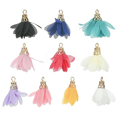 10Pcs 10 Colors Chiffon Pendants FIND-YW0003-09-1