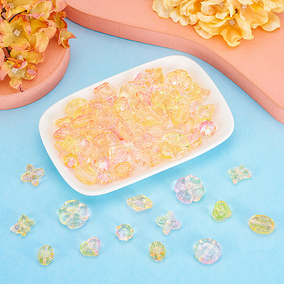 90Pcs 9 Styles Two Tone Transparent Acrylic Beads MACR-TA0002-11-1