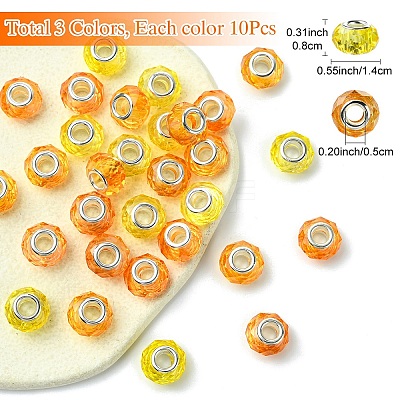30Pcs 3 Colors Handmade Glass European Beads GLAA-YW0004-21A-1