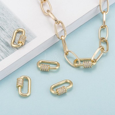 Brass Micro Pave Cubic Zirconia Screw Carabiner Lock Charms ZIRC-G160-22G-1