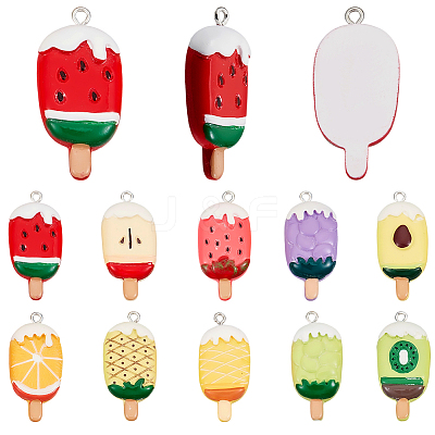 40Pcs 10 Styles Opaque Resin Pendants RESI-SC0006-16-1