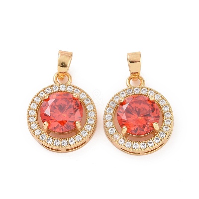 Brass Micro Pave Clear Cubic Zirconia Pendants KK-E068-VC442-1