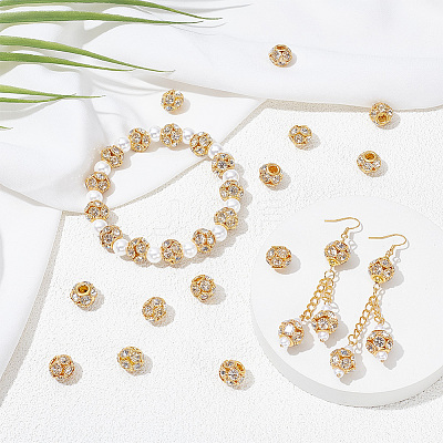 40Pcs Brass Rhinestone Beads RB-UN0001-21-1