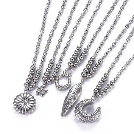 Non-Tarnish 304 Stainless Steel Pendant Necklaces NJEW-O113-04P-1