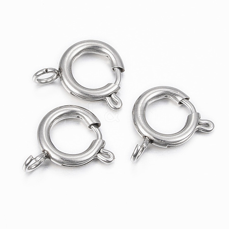 Tarnish Resistant 304 Stainless Steel Smooth Surface Spring Ring Clasps STAS-H396-C-02P-1