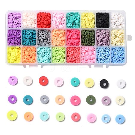 240g 24 Colors Handmade Polymer Clay Beads CLAY-JP0001-10-6mm-1