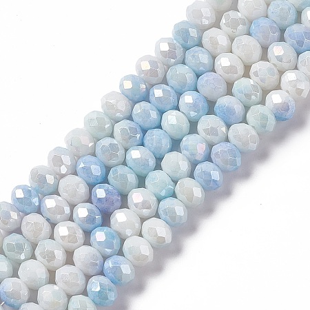 Faceted Electroplated Glass Beads Strands GLAA-C023-02A-1