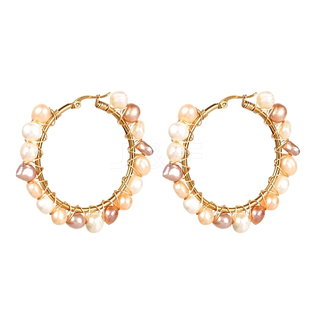 Vintage Natural Pearl Beads Earrings for Girl Women EJEW-JE04643-04-1