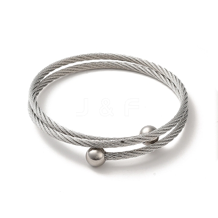 Non-Tarnish 304 Stainless Steel Double Layer Wrap Bangles BJEW-P310-02A-P-1