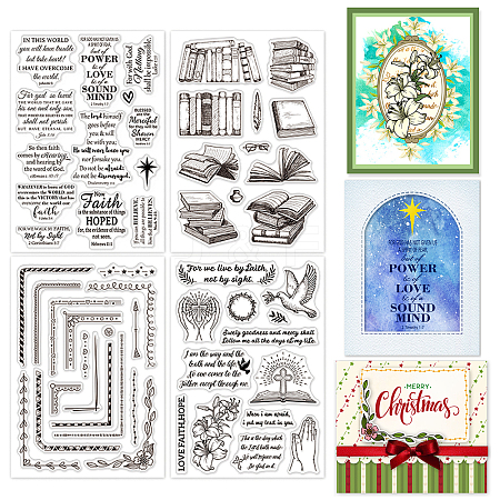 Globleland 4 Sheets 4 Styles PVC Plastic Clear Stamps DIY-GL0004-49D-1