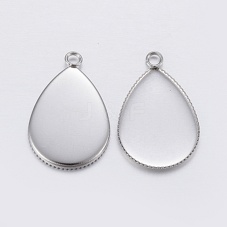 Tarnish Resistant 304 Stainless Steel Pendant Cabochon Settings X-STAS-P198-14B-1