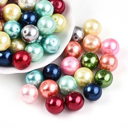 Baking Painted Pearlized Glass Pearl Beads HY-Q003-14mm-M01-1