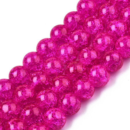 Spray Painted Crackle Glass Beads Strands CCG-Q001-10mm-08-1