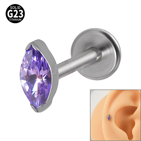 G23 Titanium Cubic Zirconia Horse Eye 17 Gauge Threadless Labrets for Women Men WG9E7C9-35-1