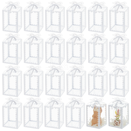 Folding Heart Print Transparent PVC Gift Packing Boxes CON-WH0085-192A-02-1