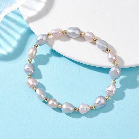 Natural Cultured Freshwater Pearl Beads Stretch Bracelets for Women BJEW-JB13210-01-1