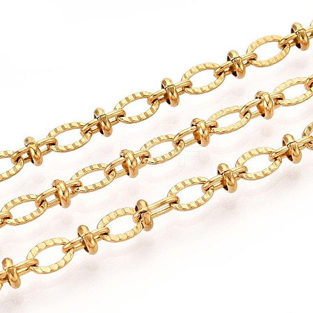 304 Stainless Steel Textured Oval Link Chains CHS-N005-06D-G-1