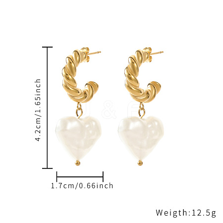 Fashionable Stainless Steel Heart Stud Earrings IA6903-1