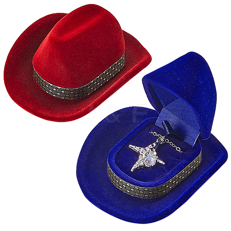 4Pcs 2 Colors Hat Velvet Jewelry Boxes CON-SC0001-19A-1