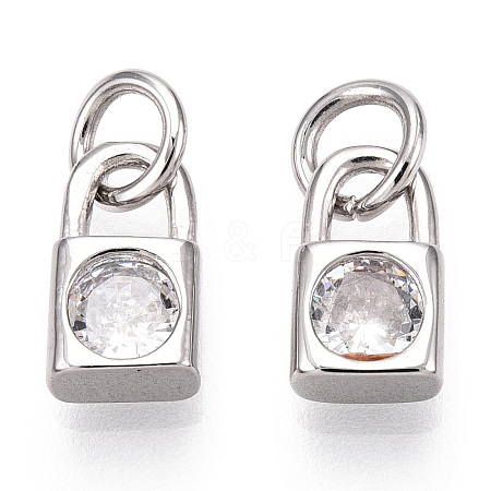 Brass Micro Pave Clear Cubic Zirconia Charms KK-E068-VB225-1