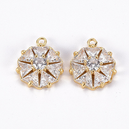 Brass Micro Pave Clear Cubic Zirconia Charms ZIRC-S068-033-NF-1
