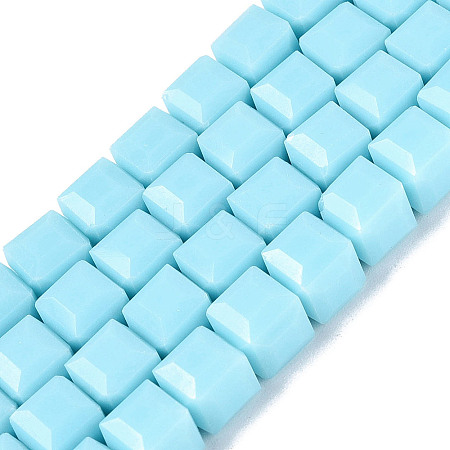 Opaque Glass Beads Strands GLAA-R041-8x8mm-C02-1