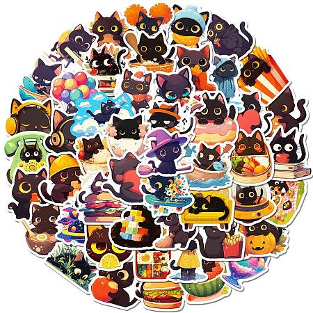 50Pcs Cartoon Cat Paper Self-Adhesive Picture Stickers STIC-C010-13-1