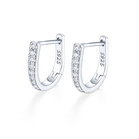 Anti-Tarnish Rhodium Plated 925 Sterling Silver Micro Pave Cubic Zirconia Hoop Earrings XC0955-3-1